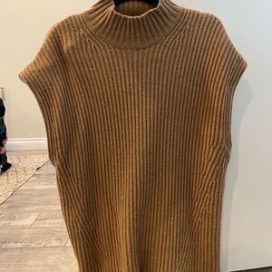 GANNI Tan Ribbed Knit Sweater